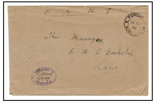 NIGERIA - 1949 stampless cover to Lagos marked 