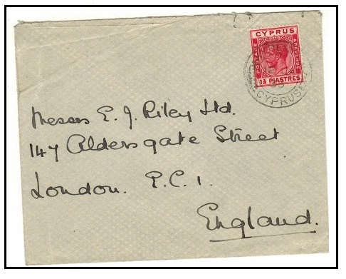 CYPRUS - 1933 1 1/2p rate cover to UK used at KYRENIA.
