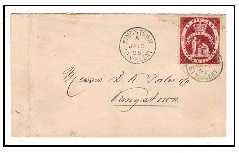 ST.VINCENT - 1895 5/- (SG 53) on local cover used at KINGSTOWN.
