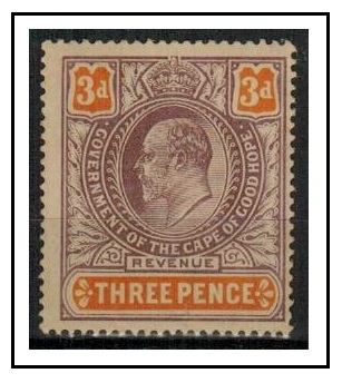 CAPE OF GOOD HOPE - 1903 3d lilac and orange REVENUE adhesive mint.