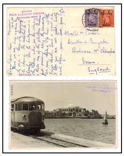 B.O.F.I.C. (Eritrea) - 1952 use of postcard to UK used at MASSAUA/ERITREA/ARRIVI.