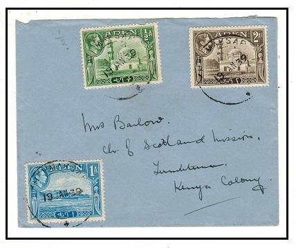 ADEN - 1939 3 1/2a rate cover to Kenya used at KHORMAKSAR.