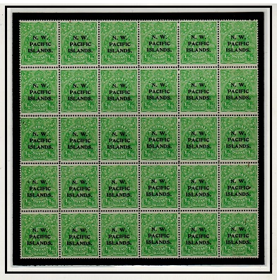NEW GUINEA - 1915 1/2d green complete pane of 30 showing the 