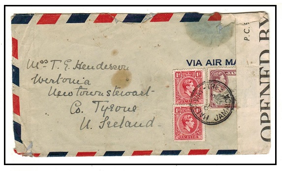 JAMAICA - 1940 9d rate censored cover to Ireland used at HALF WAY TREE.