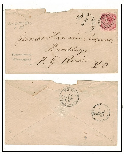 JAMAICA - 1877 2d rate local cover used at 