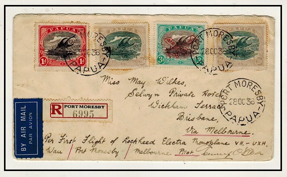 PAPUA - 1936 first flight cover to Australia pilot signed.