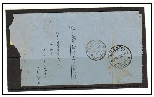 RHODESIA - 1900 use of OHMS folded letter for acknowledgement of medal used at SELUKWE.