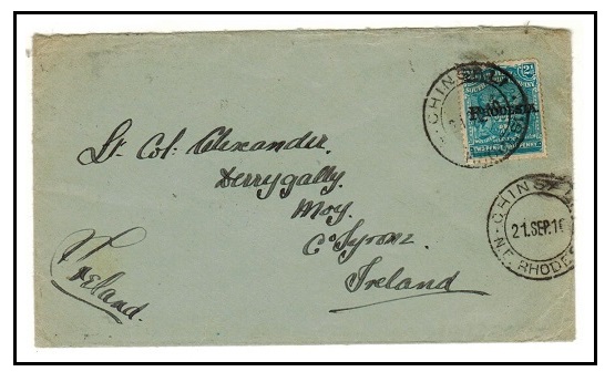 RHODESIA - 1910 2 1/2d rate cover to Ireland used at CHINSALI/N.E.RHODESIA.
