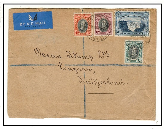 SOUTHERN RHODESIA - 1932 2s1d rate registered cover to Switzerland used at BEATRICE MINE.