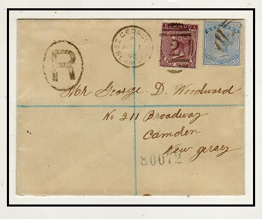 BERMUDA - 1895 4 1/2d rate registered cover to USA used at ST.GEORGES.