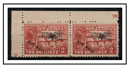 NEW GUINEA - 1931 2/- brown-lake mint pair showing the SHORT I IN MAIL on Row 1/1. SG 146.
