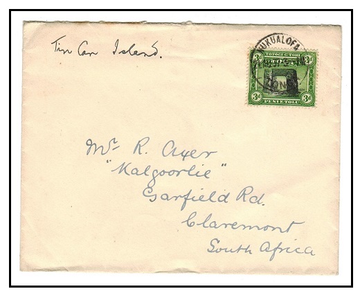 TONGA - 1937 3d rate cover to South Africa used at NUKUALOFA.