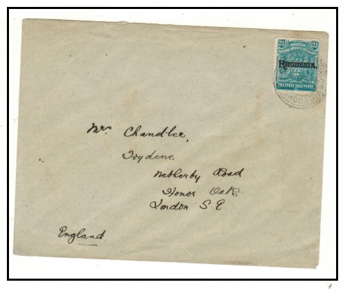 RHODESIA - 1910 2 1/2d rate cover to UK used at PENHALONGA.