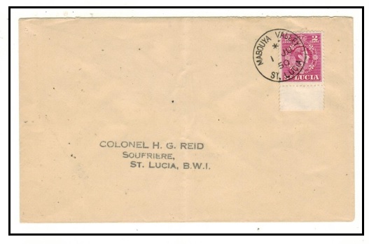 ST.LUCIA - 1950 2c rate cover used locally at MABOUYA VALLEY.