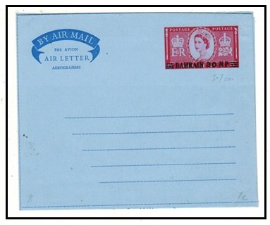 BAHRAIN - 1959 30np on 6d red on blue postal stationery air letter unused.  H&G 8.