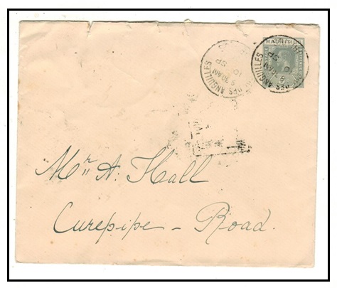 MAURITIUS - 1925 5c grey PSE used locally at RIVIERE DES ANGUILLES.  H&G 41.