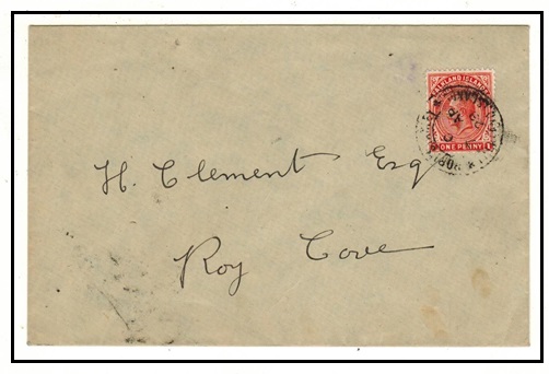 FALKLAND ISLANDS - 1929 1d rate local cover to Roy Cove used at PORT STANLEY.