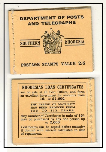 SOUTHERN RHODESIA - 1945 2/6d black on yellow complete BOOKLET. BLANK inside cover. SG SB4b.