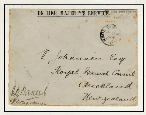 CAPE OF GOOD HOPE - 1891 use of stampless OHMS cover to New Zealand struck ON PUBLIC SERVICE.