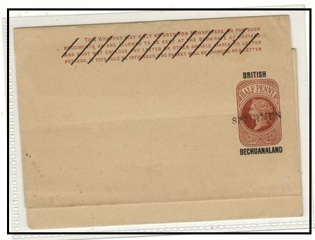 BECHUANALAND - 1889 1/2d red-brown postal stationery wrapper unused SPECIMEN.  H&G 7.