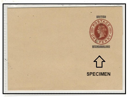 BECHUANALAND - 1886 1d red-brown postal stationery wrapper unused SPECIMEN.  H&G 4.
