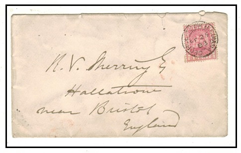 BRITISH GUIANA - 1883 8c rate cover to UK used at  GEORGE TOWN.