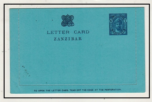 ZANZIBAR - 1926 6d grey violet on blue postal stationery letter card unused.  H&G 5.