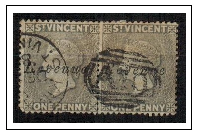 ST.VINCENT - 1882 1d drab used pair overprinted REVENUE.  SG 39.