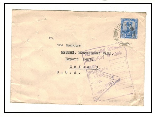 MALAYA - 1940 12c rate censored cover to USA used at ENDAU.
