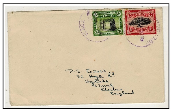 TONGA - 1951 4d rate cover to UK used at NIUATOBUTABU and struck in 