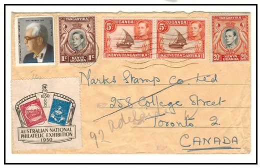 K.U.T. - 1950 31c rate cover to Canada with 