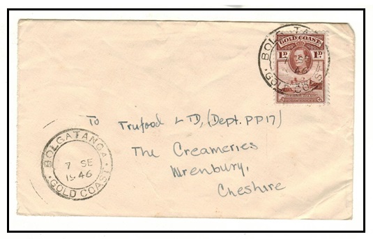GOLD COAST - 1946 1d rate cover to UK used at BOLGATANGA.