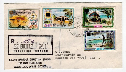 ANGUILLA - 1976 ANGUILLA/TRAVELLING BRANCH registered cover to USA.