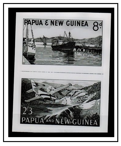 PAPUA - 1963 8d and 2/3d (SG 47-48) promotional proof photographs.  