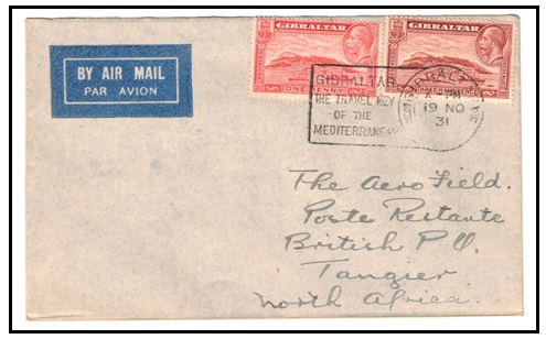 GIBRALTAR - 1931 first flight cover to Tangier.
