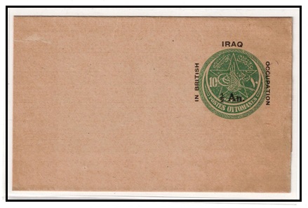 IRAQ - 1919 1/2a on 10p green postal stationery wrapper unused.  H&G 1.