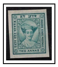 INDIA - 1936 2a IMPERFORATE PLATE PROOF (SG type 7) printed in bluish green.