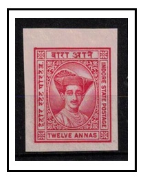 INDIA - 1934 12a IMPERFORATE PLATE PROOF (SG type 7) printed in carmine.