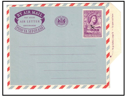 BECHUANALAND - 1961 5c on 6d violet air letter unused.  H&G 8.