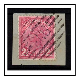 PAPUA - 1890 2 1/2d carmine Queensland adhesive cancelled by barred 
