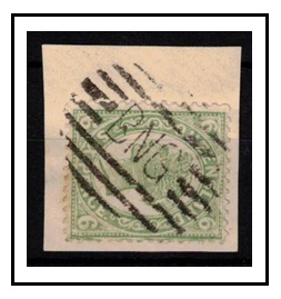 PAPUA - 1897 6d green Queensland adhesive cancelled by barred 