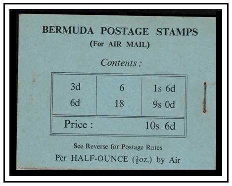 BERMUDA - 1948 10/6d black on blue BOOKLET.  SG SB2.