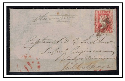 INDIA - 1860 (circa) 1a red cover to Jubbulpore.