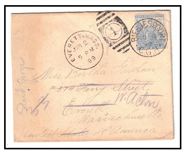 CAPE OF GOOD HOPE - 1898 2 1/2d rate cover to USA used at BIESJESPOORT.