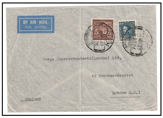 IRAQ - 1939 65f rate cover to UK used at JUNOUBI.