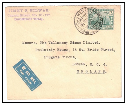 IRAQ - 1930 6a rate cover to UK used at BAGHDAD WEST.