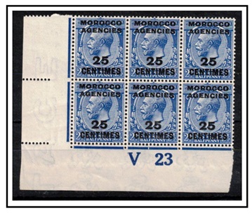 MOROCCO AGENCIES - 1917 25c on 2 1/2d blue 