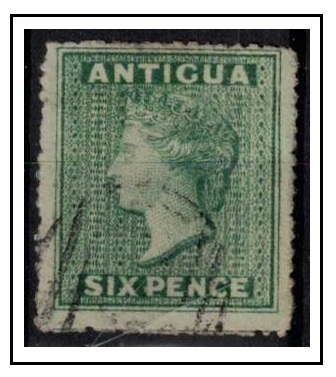 ANTIGUA - 1863 6d yellow green used.  SG 10.