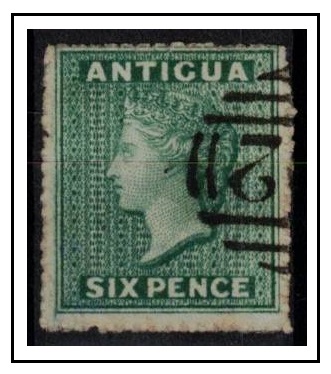 ANTIGUA - 1863 6d green used.  SG 8.
