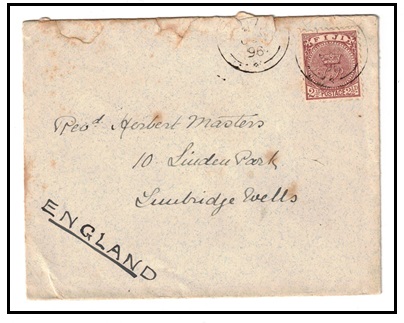 FIJI - 1896 2 1/2d rate cover to UK used at SUVA.